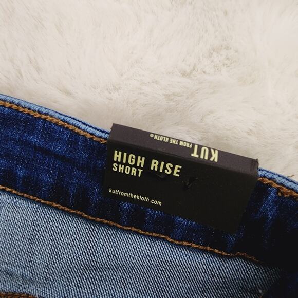NEW Kut From The Kloth Giget Frayed Hem High Waisted Dark Denim Jean Shorts - Picture 10 of 10